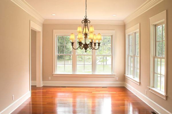 dine, diningroom, room, dining-room, house, home, interior, inside, nobody, cherry, floor, empty, decorate, decor, unfurnished, chandelier, real, estate, real-estate, square, window, view, crown, molding, elegant, residential, residence, construction, building, lit, light, warm, cozy,